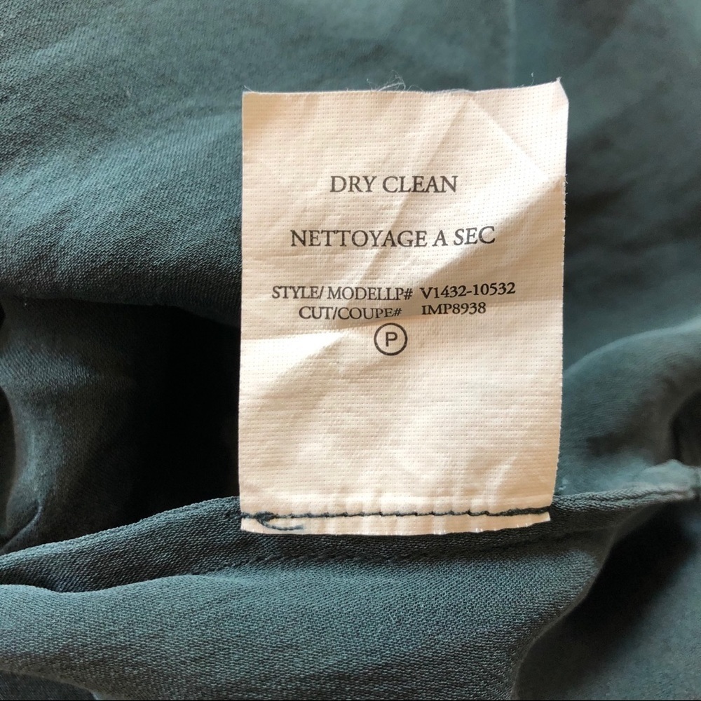 VINCE 100% Silk Popover Blouse in Cypress Green Teal | XS - Picture 5 of 7